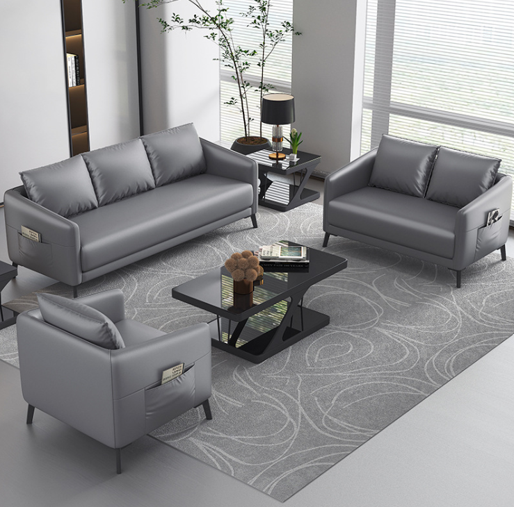 Bộ sofa da văn phòng giá rẻ Juno Sofa kèm ghế đơn HVPCT-12