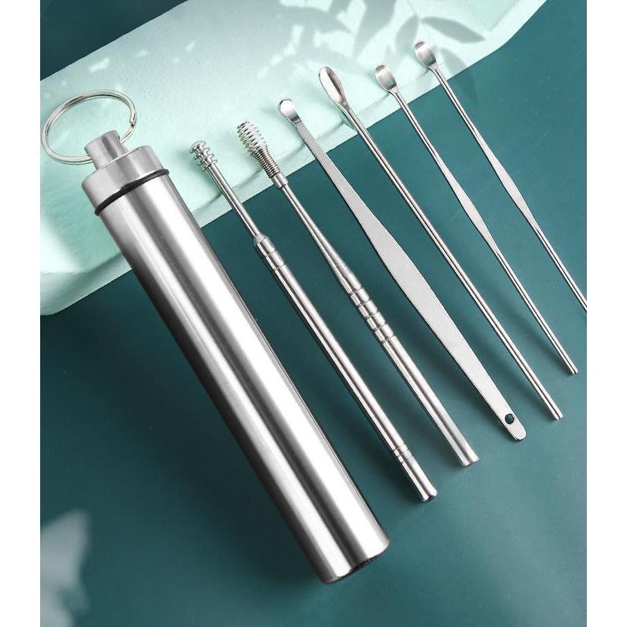 Bộ Dụng Cụ Ráy Tai, Vệ Sinh Tai Băng Inox 6 Món