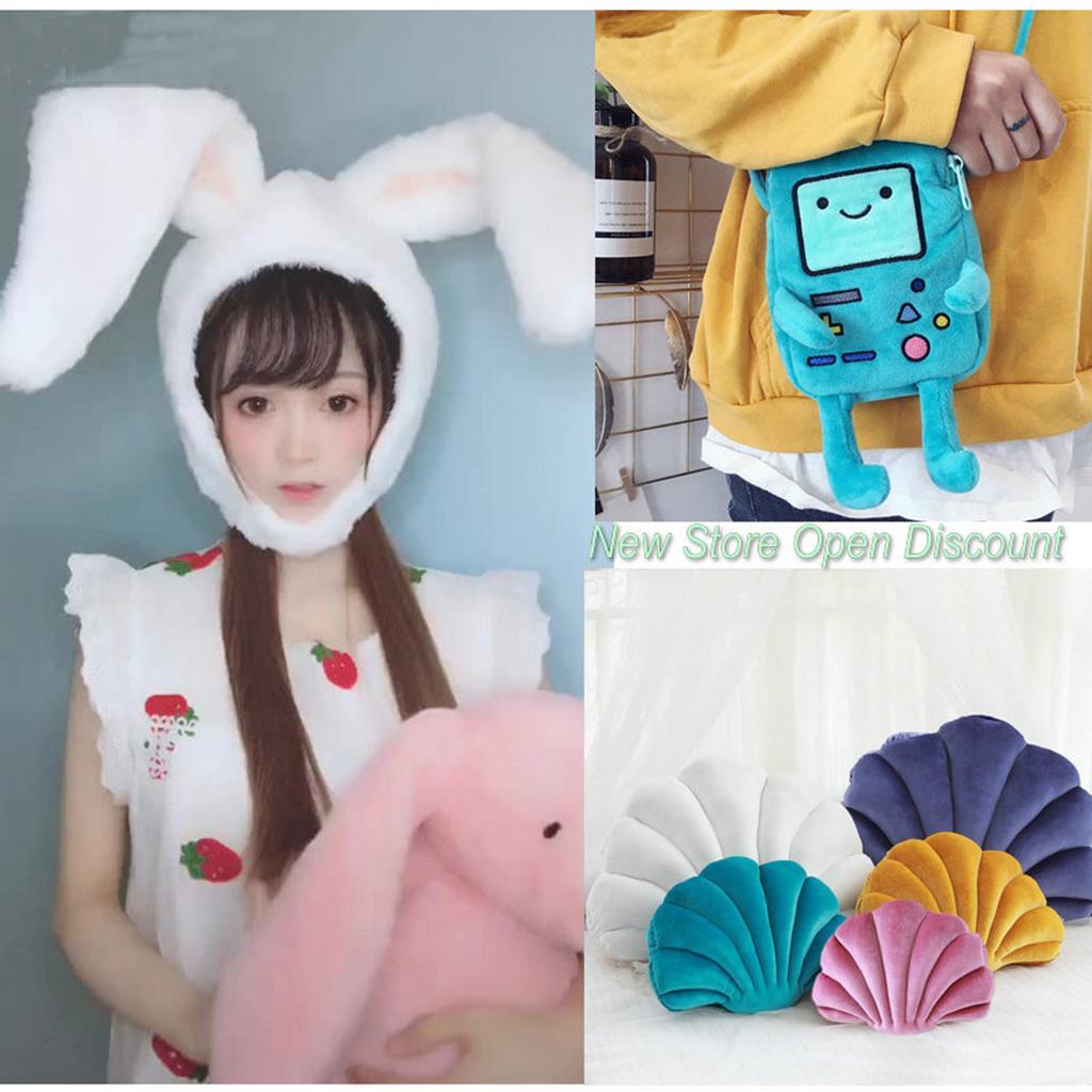Women Girls Warm Rabbit Ear Moving Jumping Hat Plush Hat