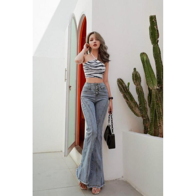 Áo croptop yếm chéo dây bò sữa
