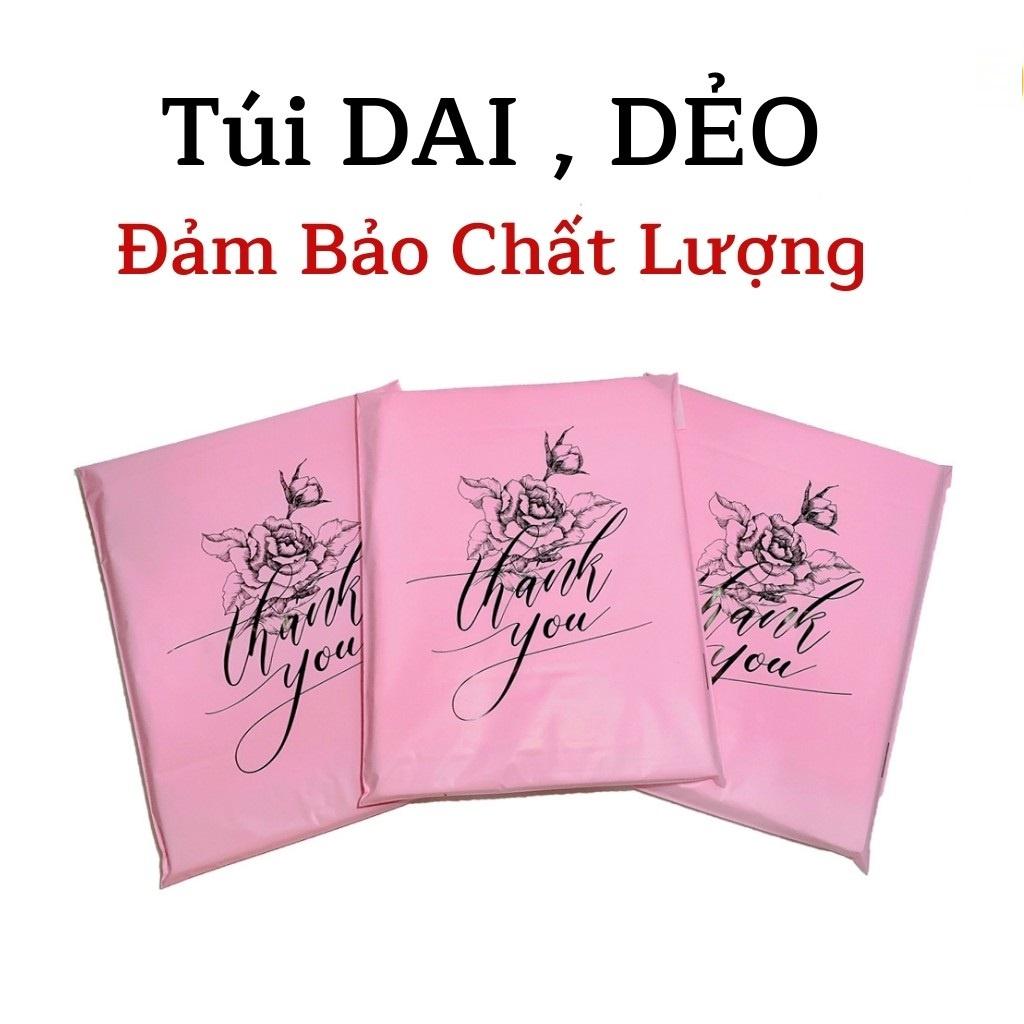 Túi Gói Hàng Túi Đóng Hàng HỒNG PASTEL Chất Liệu Cao Cấp In Thank You Hoa Văn Nhiều Size