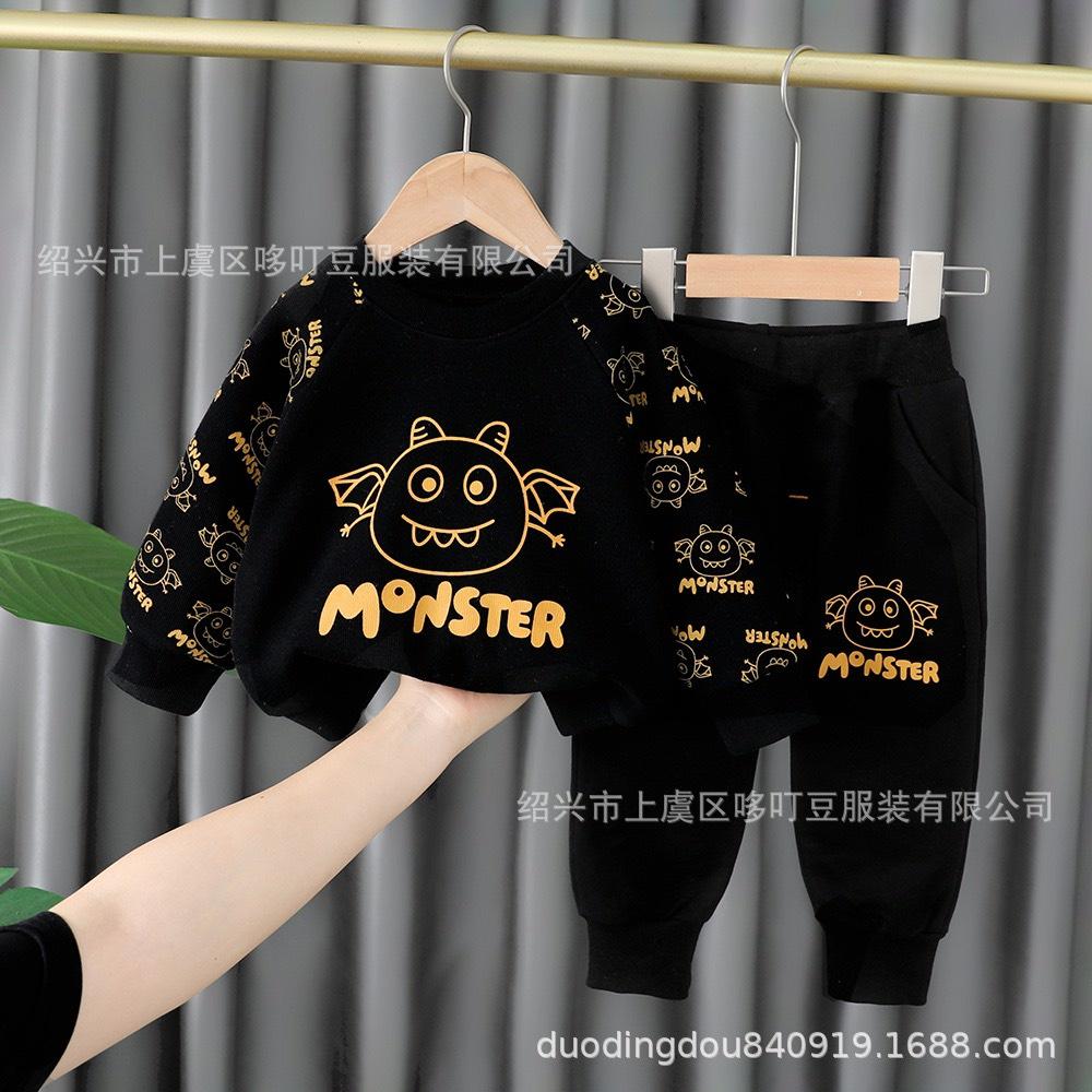 Bộ Nỉ Dài Tay Thu Đông Cho Bé In Hình Monter Cực Hot Cho Bé Từ 7-17kg - SUMO KIDS