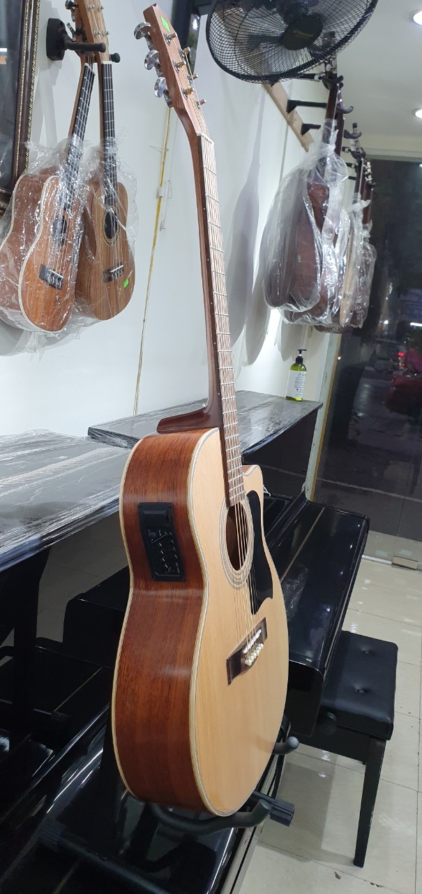 Đân guitar Aucoustic MKAC355, thùng vuông to, size 4, màu vân gỗ đậm, Việt Nam bao da 3 lốp, bộ đây