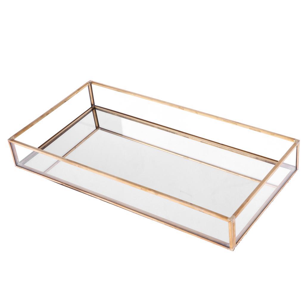 2 Vintage Glass Jewelry Tray with Brass Edge Jewelry Holder Wedding Favors
