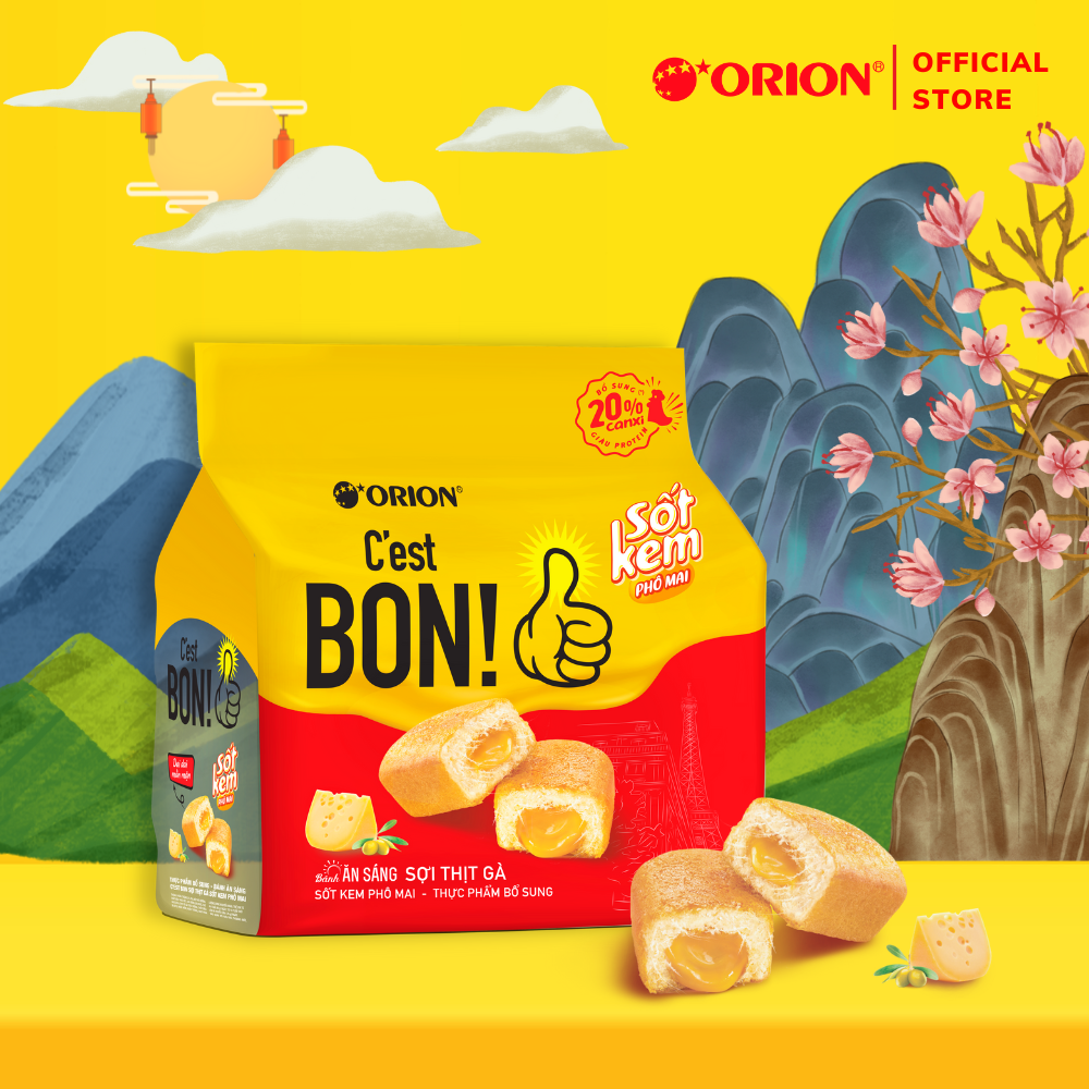 Bánh ăn sáng Orion C'est Bon sợi thịt gà sốt kem phô mai (101,5G)