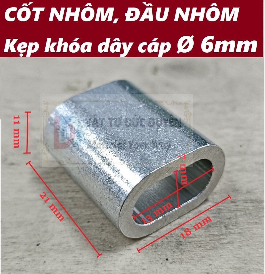 Cốt nhôm đầu nhôm khóa dây cáp Ø