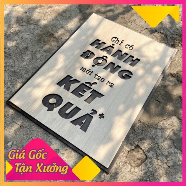 Tranh treo tường bằng Gỗ handmade khắc laser chữ slogan tạo động lực