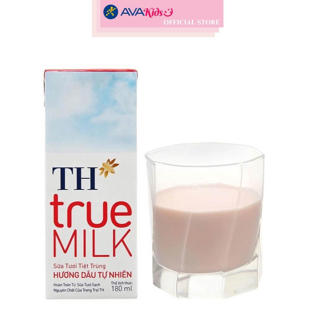 Thùng 48 hộp sữa tươi tiệt trùng TH true MILK có đường hương dâu 180 ml (từ 1 tuổi)