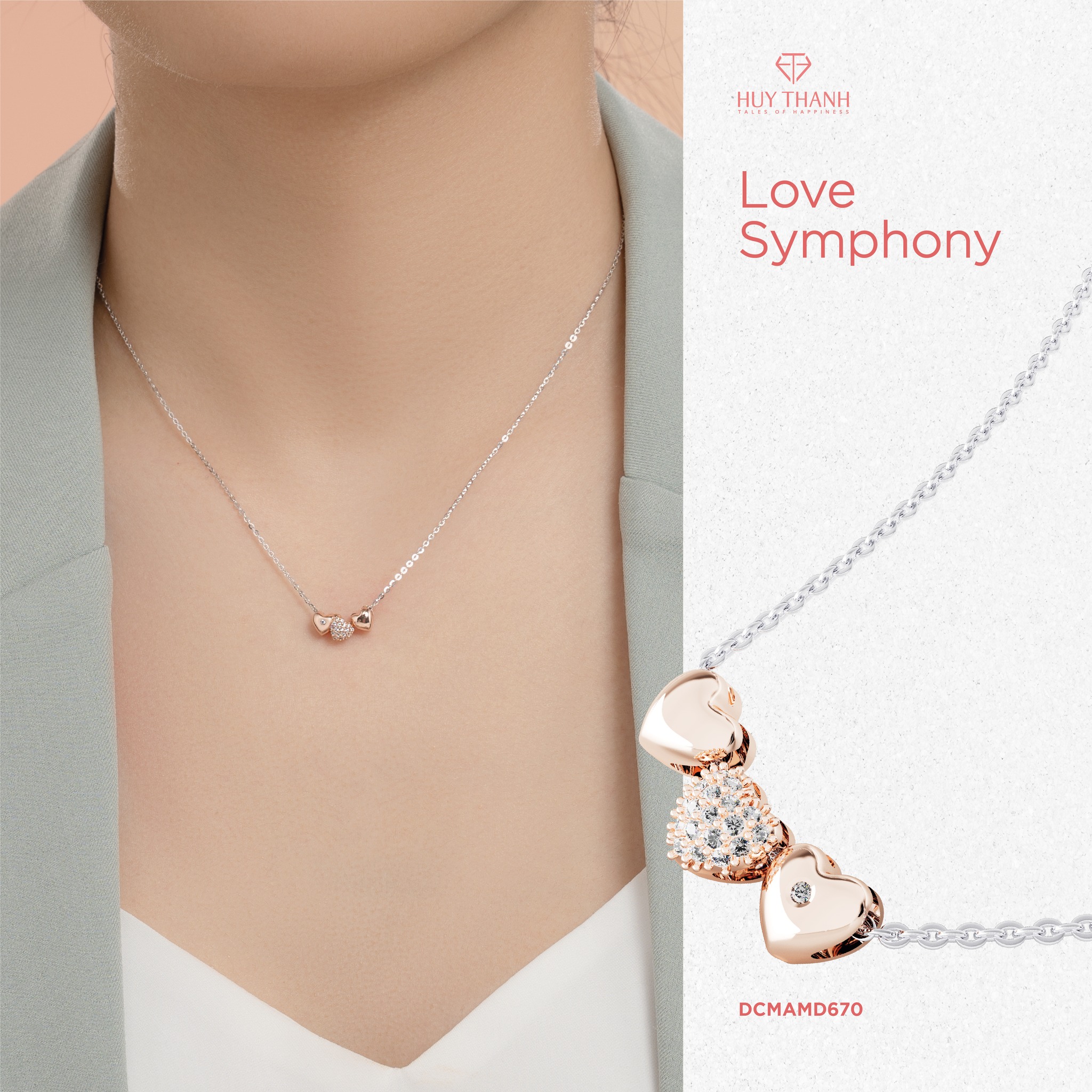 Dây Chuyền Vàng Tây 14k Love Symphony DCMAMD670 Huy Thanh Jewelry
