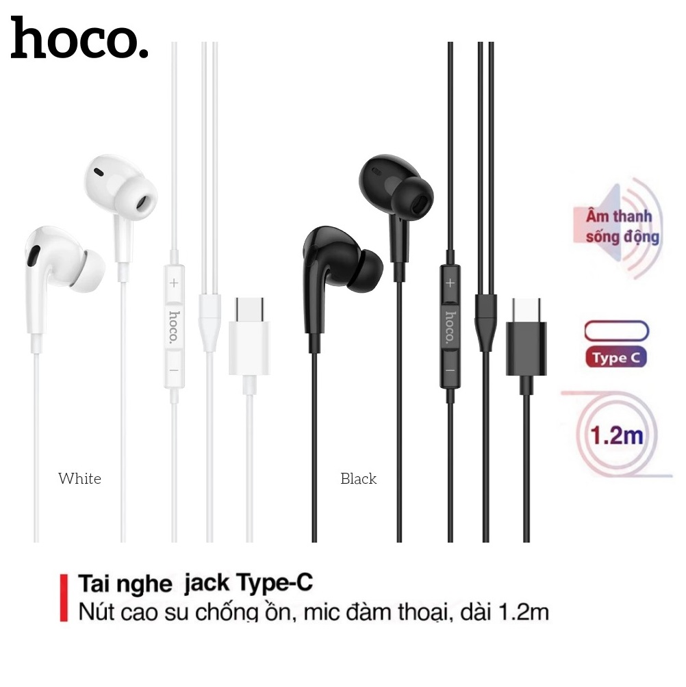 Tai nghe nhét tai jack cắm Type-C có mic hoco. M101 Pro tương thích rộng với các máy Android chân Type C và cho Iphone 15 Ipad Chân Type C - Hàng chính hãng