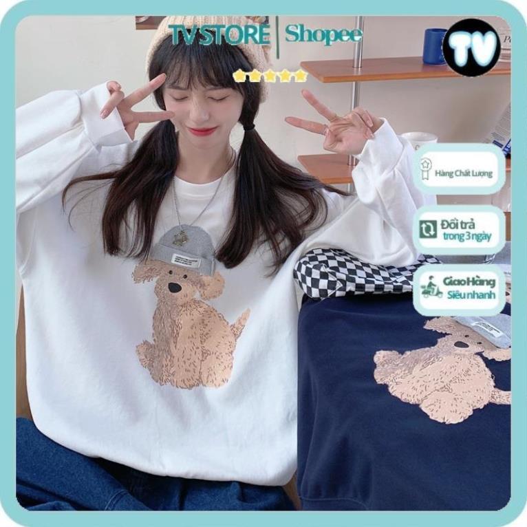 Áo Nỉ Nữ TVSTORE Áo sweater cổ tròn in họa tiết xinh xắn dành cho nữ Dày Ấm Nhiều Màu