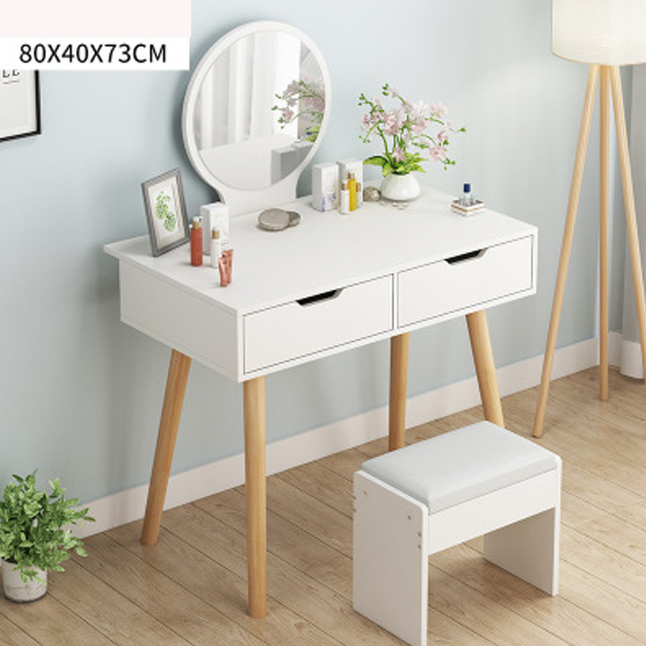 Bàn trang điểm bàn phấn mini kèm ghế 2 ngăn kéo. Bàn trang điểm siêu xinh (kt 80x40x73cm)