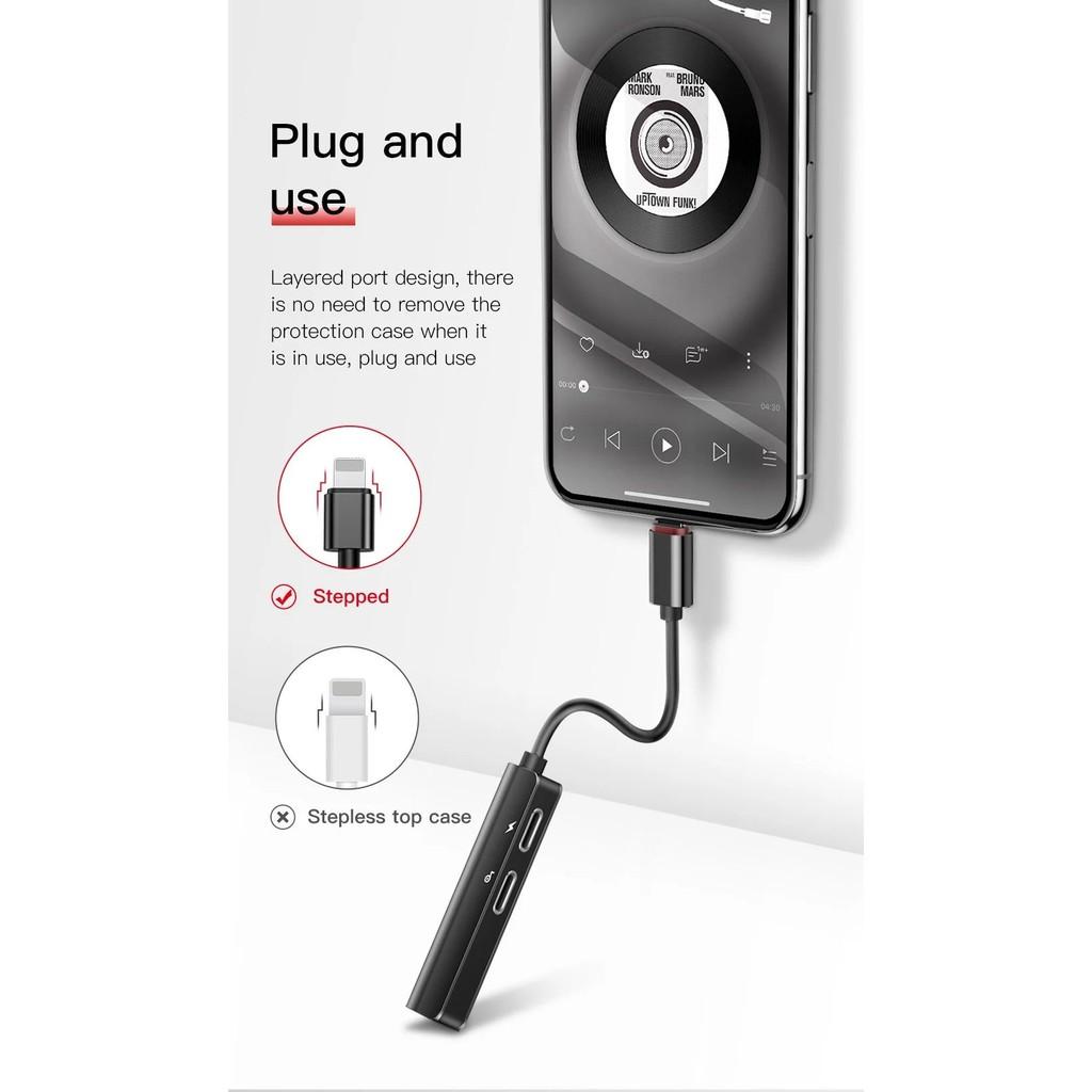 Bộ chuyển cổng Light-ning sang Dual Light-ning + Audio AUX 3.5mm Baseus L52 cho iPhone/ iPad- Hàng chính hãng