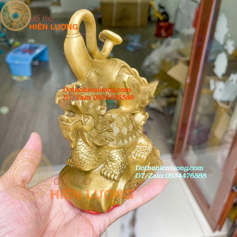 Long Quy Ngồi Bệ Cõng Củ Nhâm Sâm Như Ý Bằng Đồng Nguyên Chất Cao 16cm, Nặng 1kg Đẹp Tinh Xảo