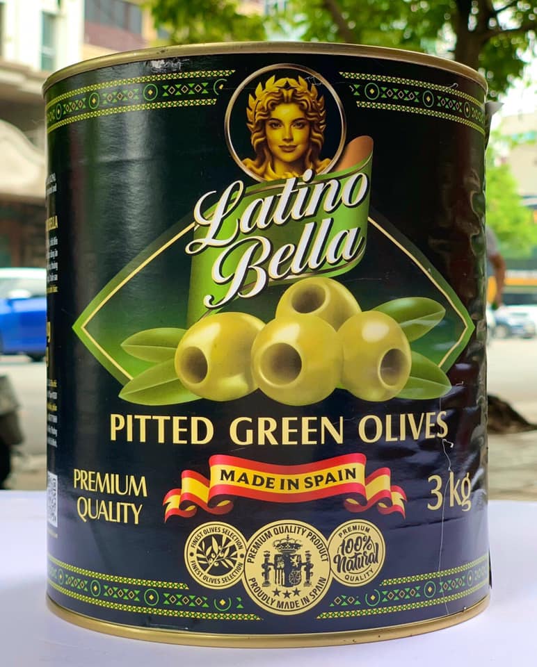 Quả Oliu Xanh Tách Hạt Ngâm Hiệu Latino Bella 3KG/ HỘP