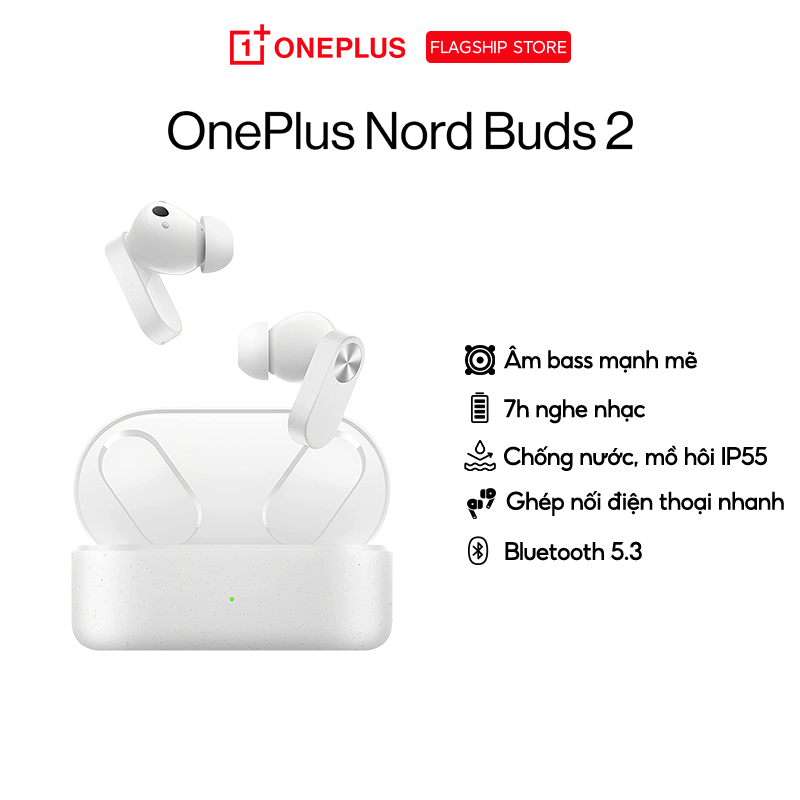 Tai nghe OnePlus Nord Buds 2 | Độ trễ thấp 94ms | Chống ồn chủ động ANC | Bluetooth 5.2 - Hàng Chính Hãng