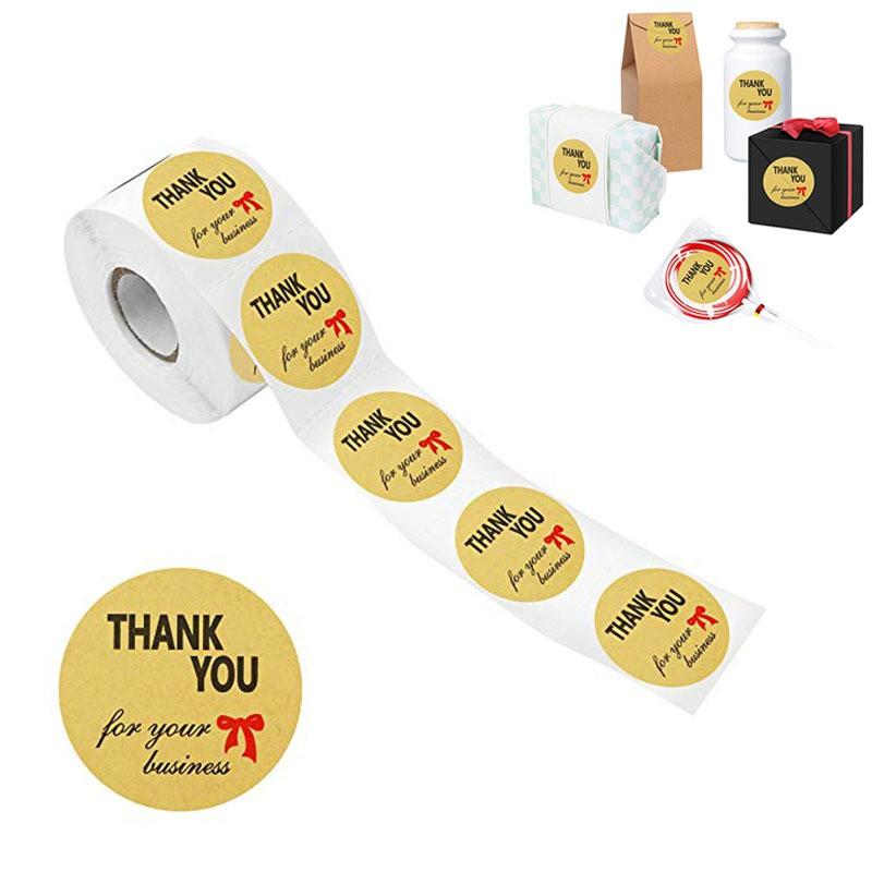 Cuộn 500 tem Sticker Thank you in Màu Tự Dính - Tem cảm ơn khách hàng