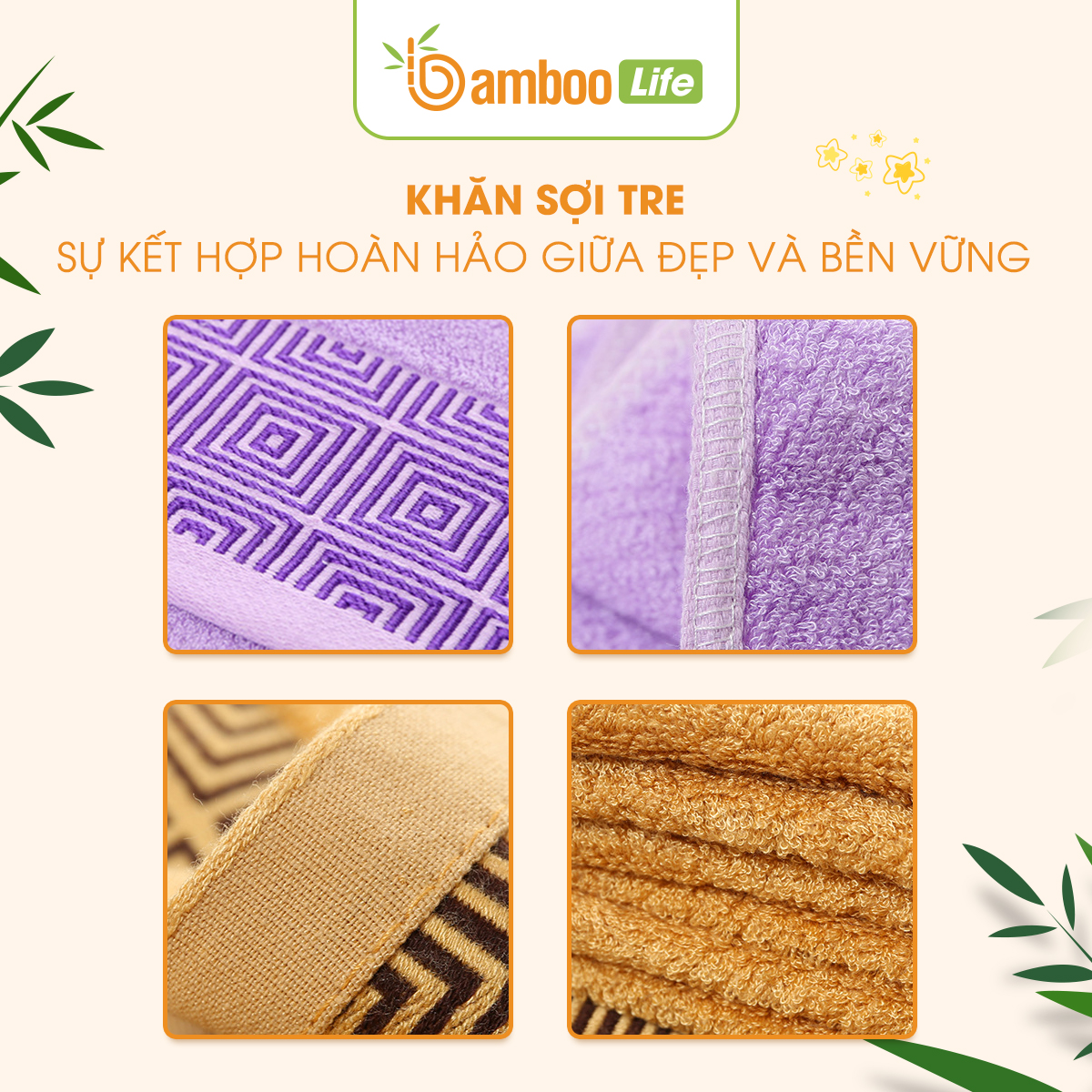 Khăn tắm sợi tre Bamboo Life hàng chính hãng Khăn lau người mềm mại kháng khuẩn siêu thấm hút an toàn cho da ngay cả với trẻ sơ sinh BL046