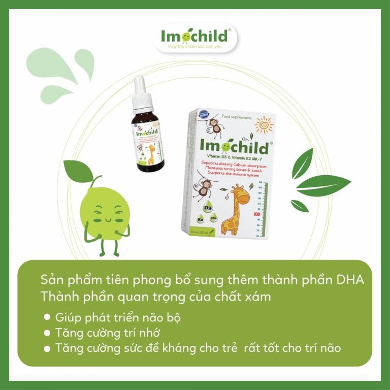 [TPBVSK] IMOCHILD D3K2 MK7 + DHA – Tăng cường phát triển chiều cao và trí não cho trẻ (Lọ nhỏ giọt 20 ml)