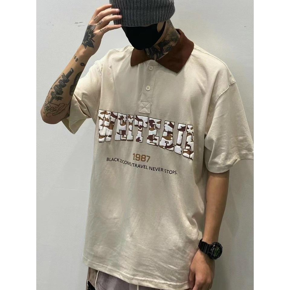 Áo Thun Polo Camo Unisex Nam Nữ Tay Lỡ Form Rộng