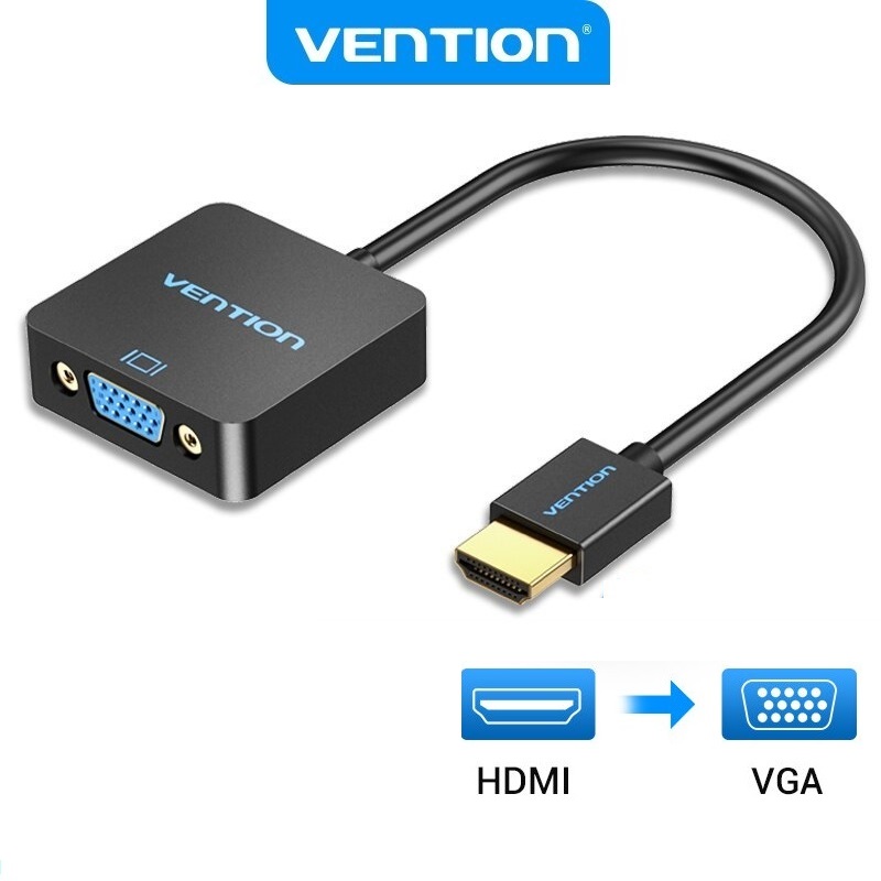 Cáp chuyển HDMI to VGA Vention hỗ trợ nguồn + audio , full HD 1080P - Hàng chính hãng