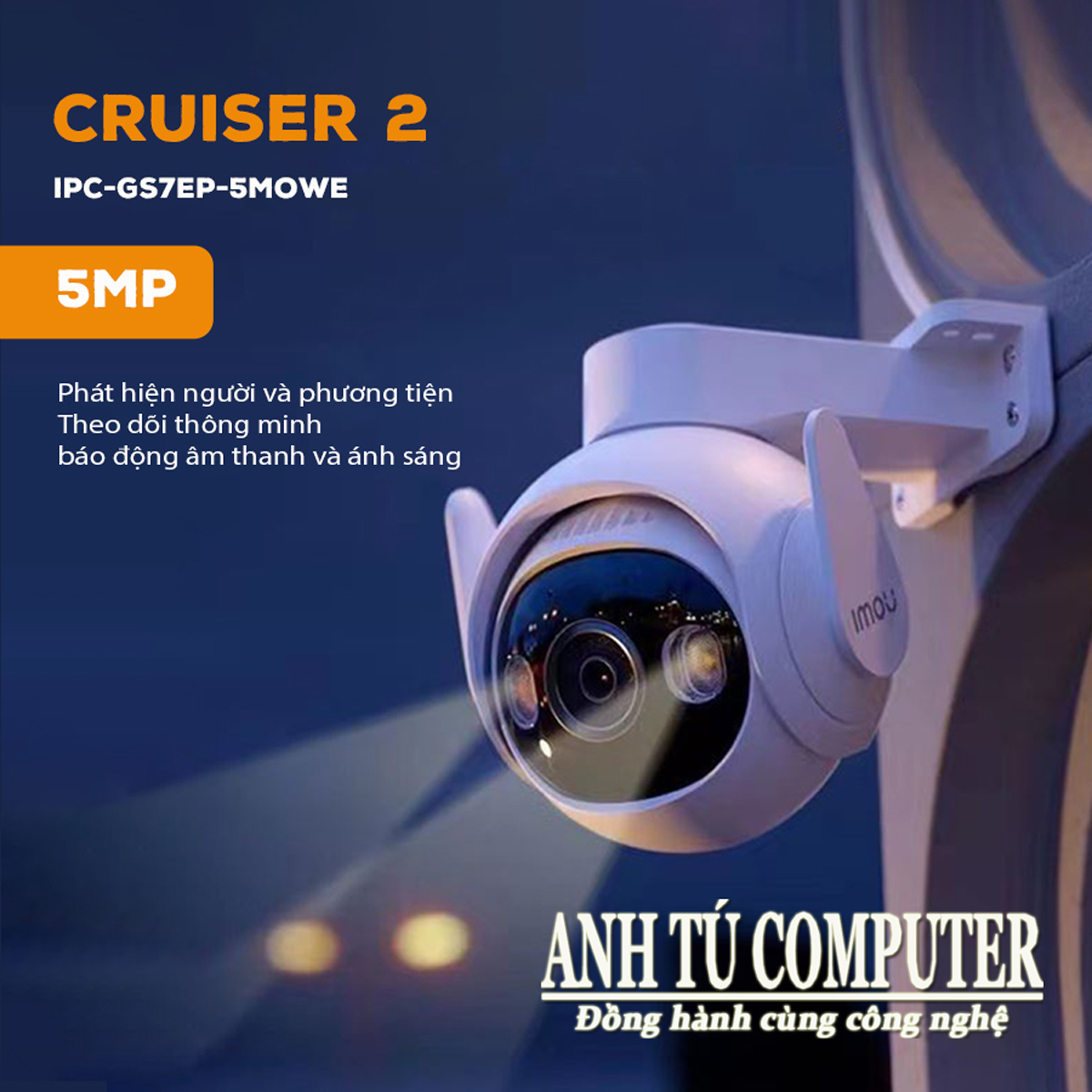 Camera Wifi quay quét thông minh 5MP iMOU Cruiser 2 IPC-GS7EP-5M0WE hàng chính hãng