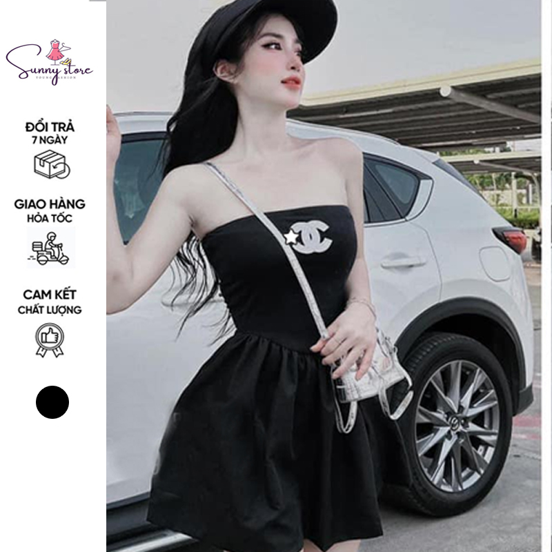 Set áo quây zip phối voan thêu X kèm quần sọt trơn