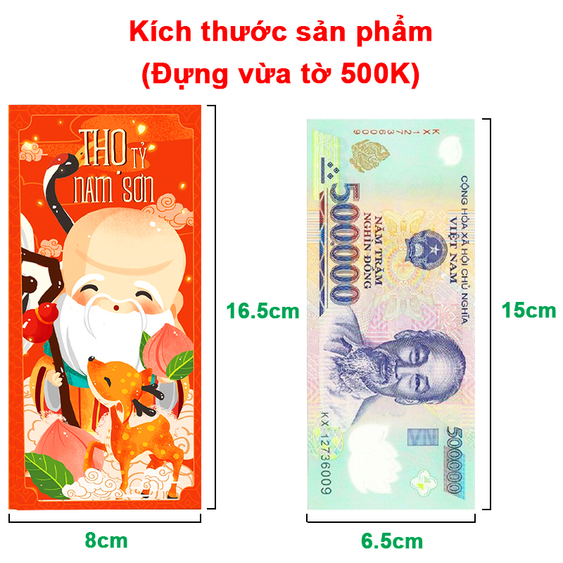 Bao lì xì Tết cao cấp họa tiết in sắc nét Baby-S, Set 10 bao lì xì Giáp Thìn 2024 dày dặn – SLX004