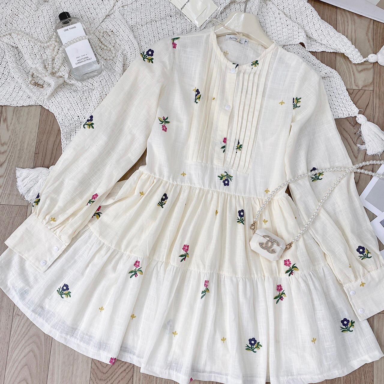 Đầm babydoll hoa nhí tầng ulzzang hàn quốc