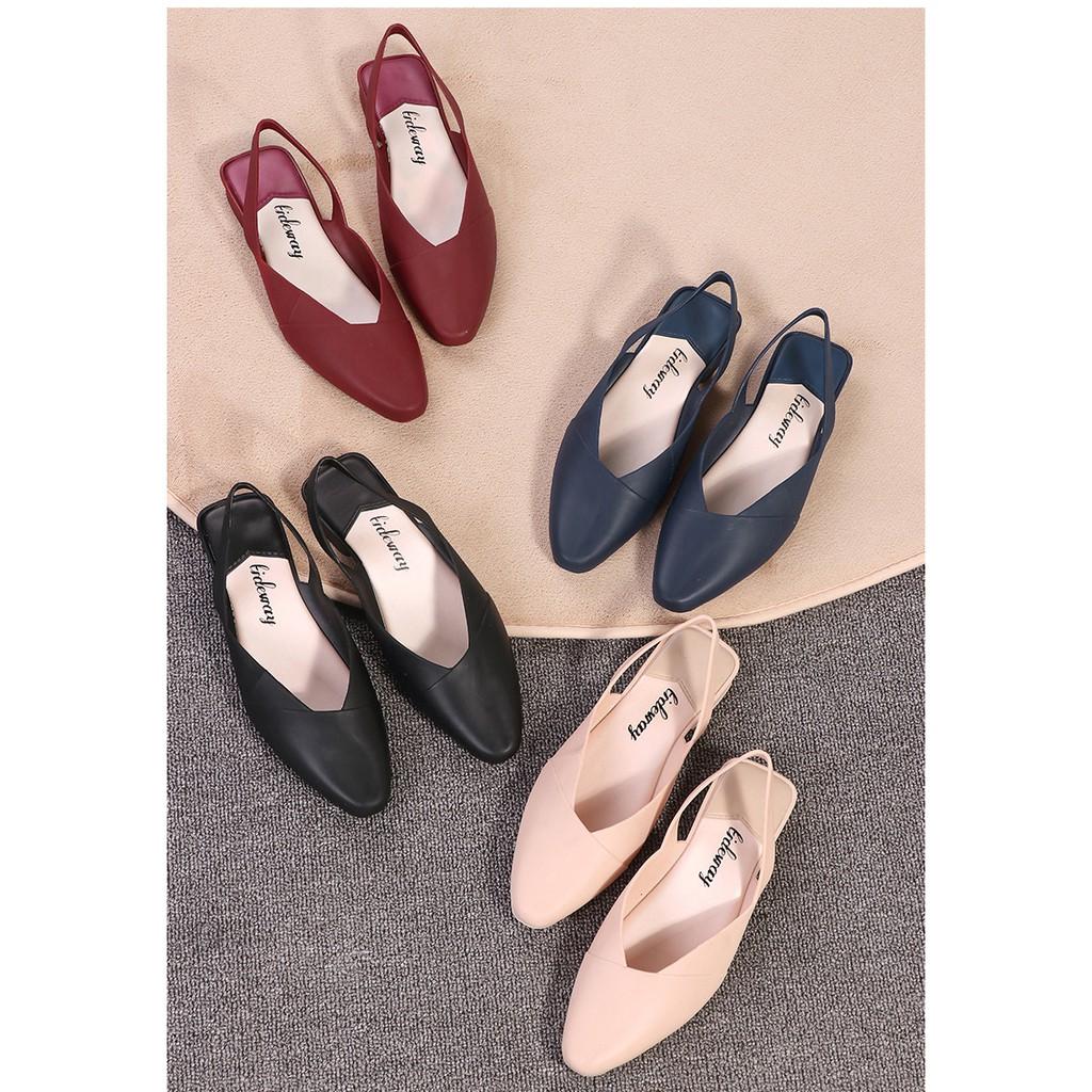 2K03 Sandal quai hậu gót vuông thời trang giầy dép thể thao nữ đế cao su đi làm đi chơi trong nhà êm chân