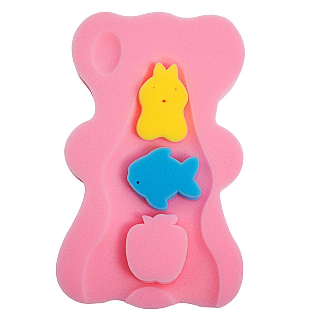 2pcs Cute Bath Sponge Infant Bath Cushion Comfy And Skid Proof Bathing Mat