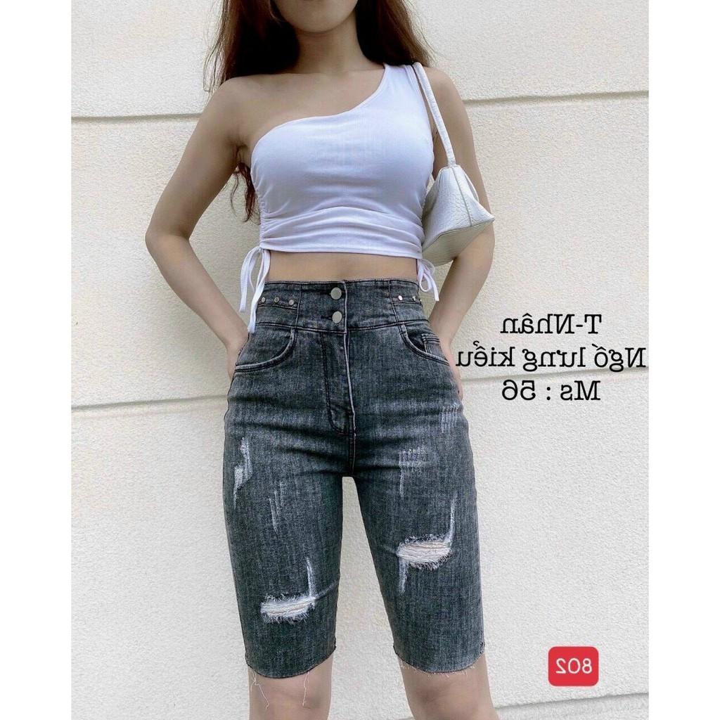 Quần ngố nữ lửng đen rách cao cấp-chất denim co dãn tốt (hình thật) chuẫn shop BEN shop0807 HNn8