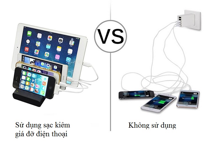 Củ sạc kiêm giá đỡ điện thoại 4in1 (sạc 1 lúc được 4 thiết bị) - Hàng Nhập Khẩu