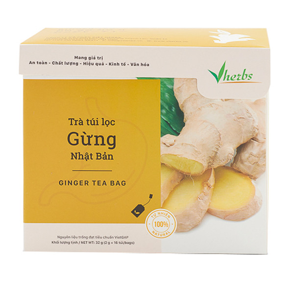 Trà Gừng Nhật Bản Vherbs (16 Túi x 2g)