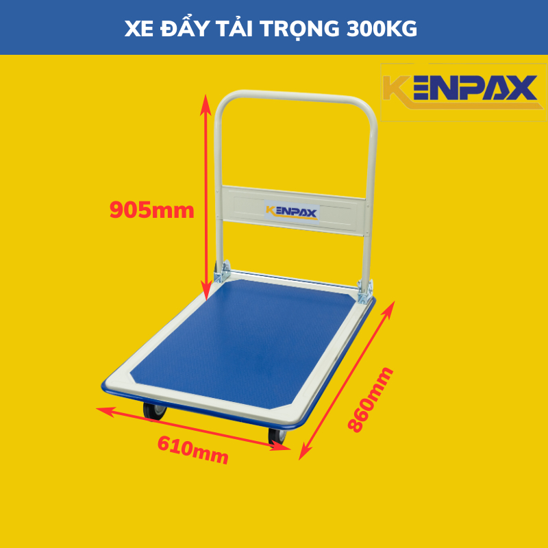 Xe Đẩy, Xe Kéo Hàng Gấp Gọn Sàn Thép 4 Bánh Kenpax Trọng Tải 150kg, 300kg, Bảo Hành 3 Năm