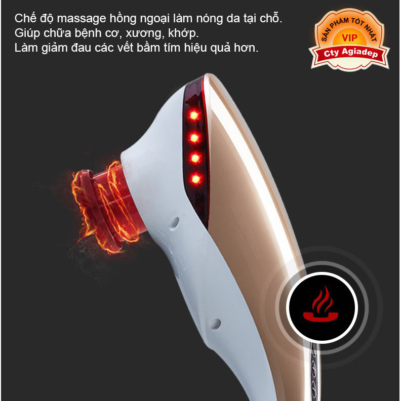 Dụng cụ massage cầm tay + 7 đầu matxa đa năng - Thư giãn đa điểm tay chân lưng bụng vai gáy