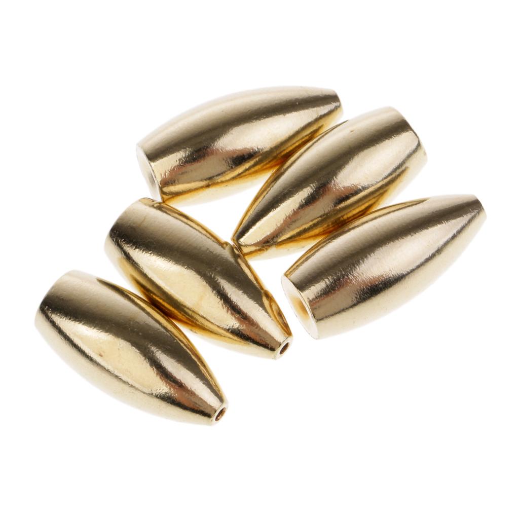 5Pcs Brass Weights Drop Shot Slider Sea Fishing Tackle Snag Sinkers 12g