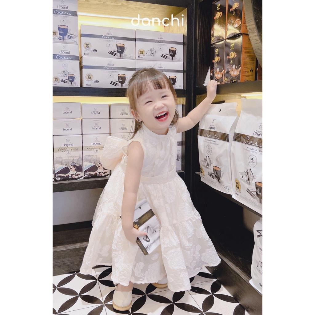 Váy bé gái thiêt kế 2 lớp hoa nổi nơ to