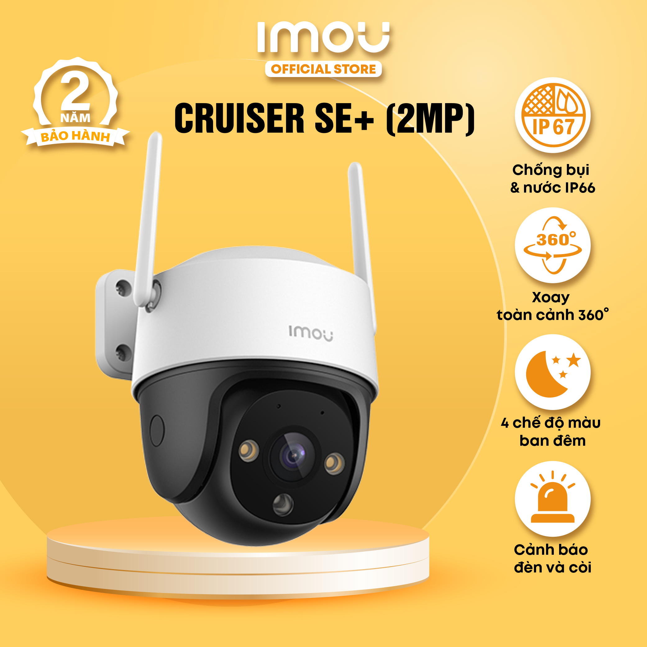 Camera Wifi ngoài trời Imou Cruiser SE+ I IPC-S21FEP I Đàm thoại 2 chiều I Phát hiện chuyển động I IP66 I Hàng chính hãng