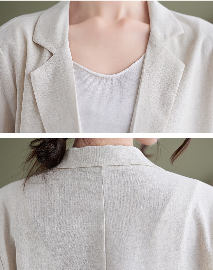 Áo blazer nữ công sở dài tay, kiểu dáng cơ bản dễ mặc, chất liệu linen bột cao cấp CS03