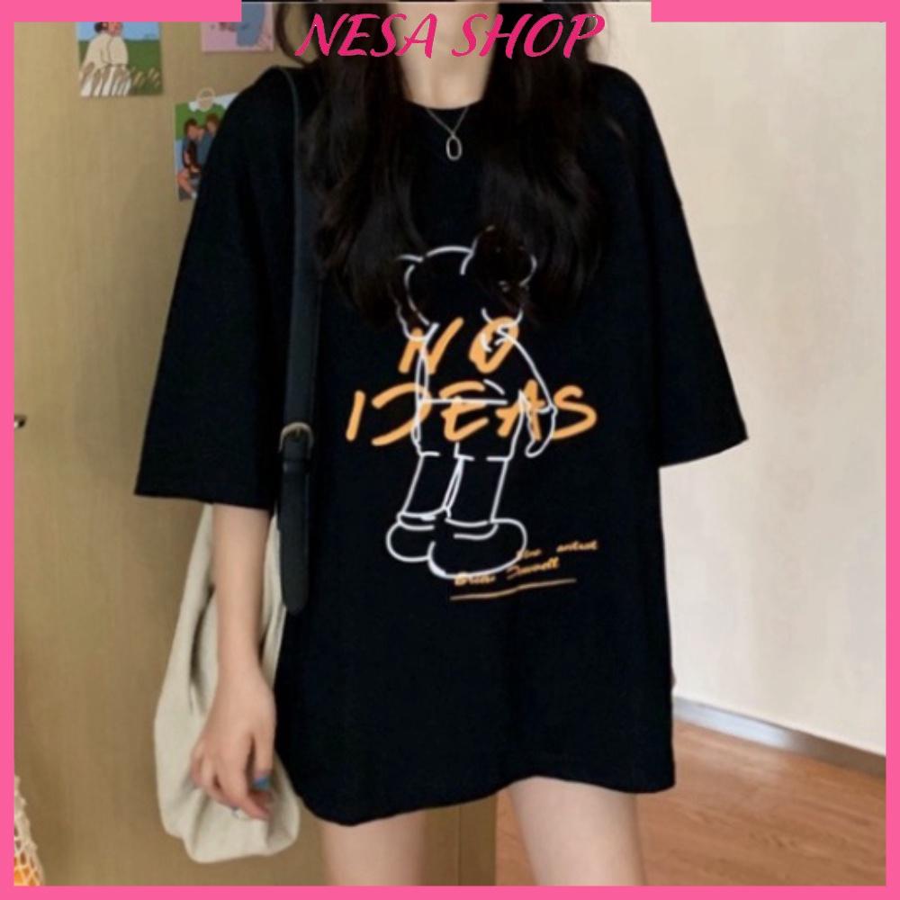 Áo thun unisex nam nữ form rộng tay lỡ NO IDEAS freesize 40-70kg, áo phông nam nữ NeSa Shop