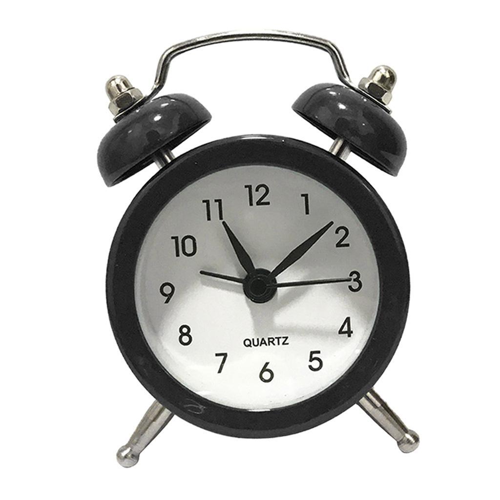 3X Battery Powered Quartz Alarm Clock, Loud Twin Bell, Bedside Clocks Black