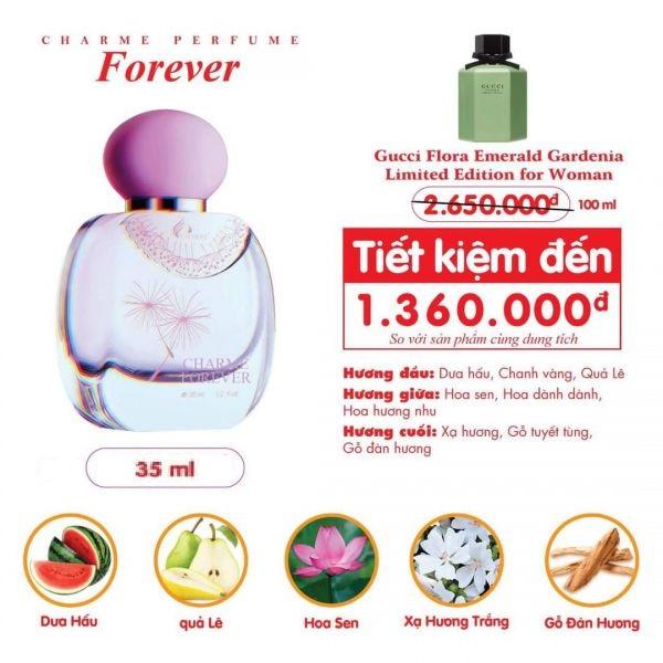 Nước hoa nữ nhẹ nhàng, Charme Forever, mùi hương gợi cảm, tinh tế và thanh khiết, 35ml