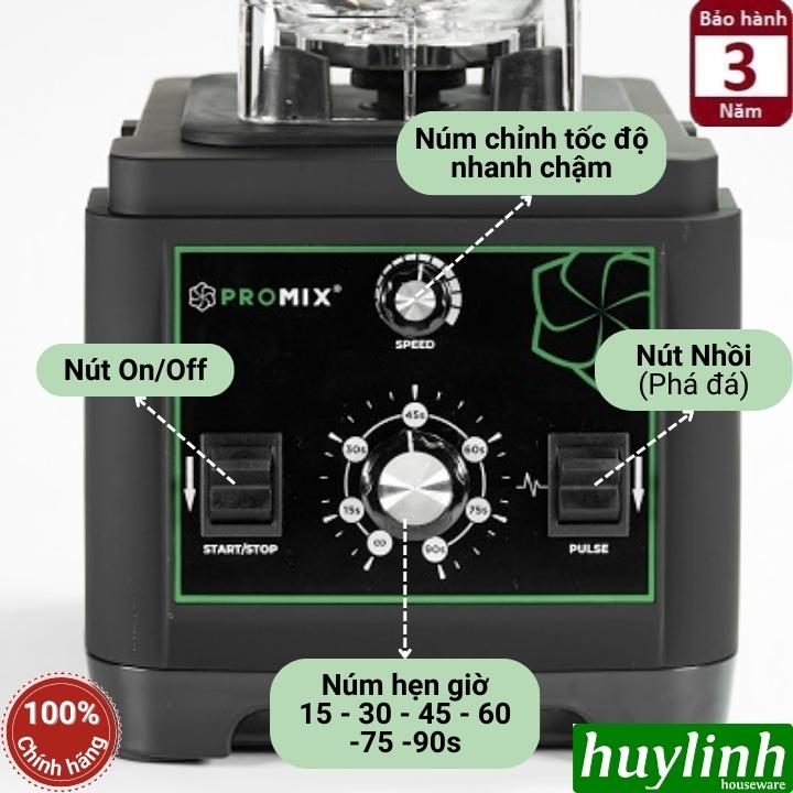 Máy xay sinh tố công nghiệp Promix PM-911B - Dung tích 2 lít - Công suất 1650W - Có hẹn giờ tới 90S - Hàng chính hãng