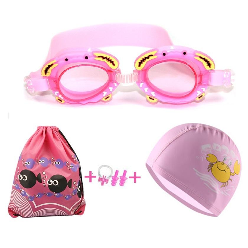 Set 4 Phụ Kiện Bơi Cho Bé 3-10 Tuổi Mũ Bơi, Kính Bơi, Nút Bịt Tai Và Túi Đựng Đồ
