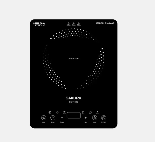 Bếp từ đơn SAKURA T160B - Hàng chính hãng - Xuất xứ Thái Lan - Khoá an toàn - Mặt kính đen Italy ILVA sang trọng