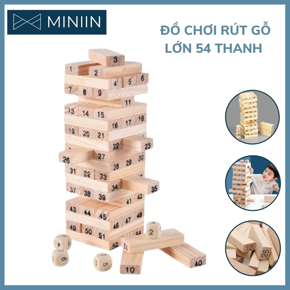 Bộ Đồ Chơi Rút Gỗ Thông Minh Cao Cấp Chính Hãng MINIIN - 2 Cỡ (Lớn và Nhỏ)- 54 Thanh Rút Kèm 4 Con Súc Sắc Rèn Luyện Trí Tuệ Cho Bé 