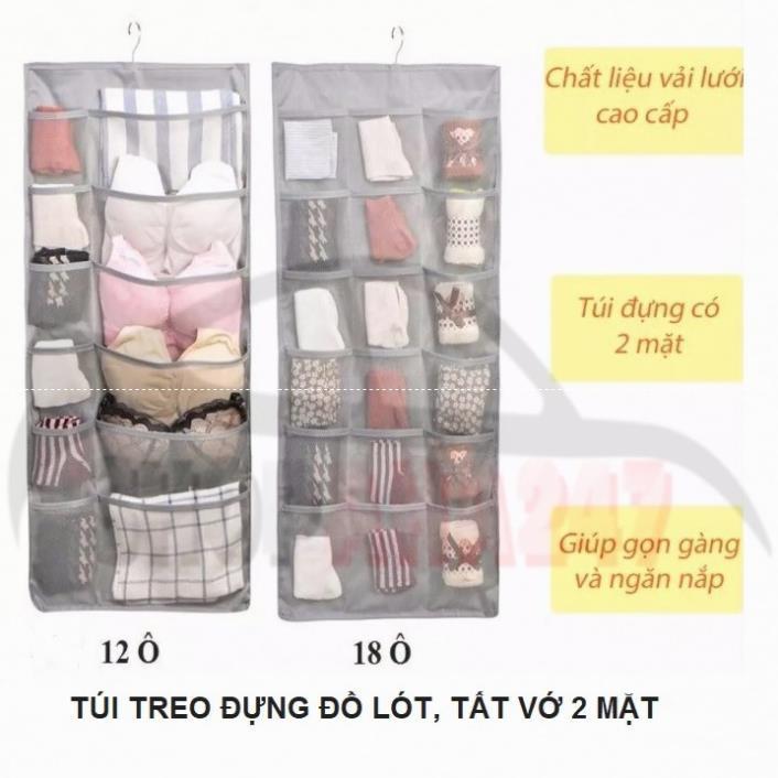 Túi treo đồ lót 2 mặt 30 ô đa năng nhiều ngăn để tất vớ có móc ích lợi và tiện dụng kiểu mới