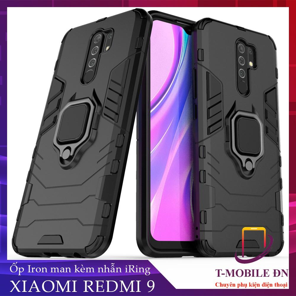 Ốp lưng cho Xiaomi Redmi 9 iron man chống sốc kèm nhẫn xoay chống xem video bảo vệ camera