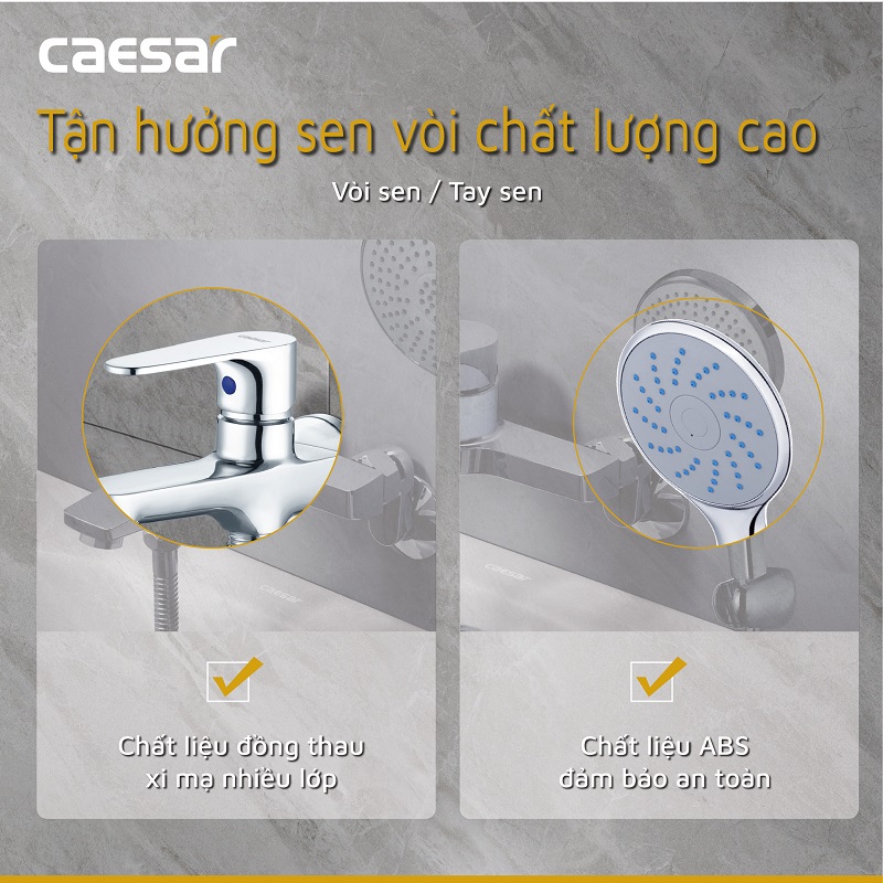 Vòi sen tắm lạnh gắn tường Caesar S063C  tay dây sen xi (bao gồm củ sen và tay dây )